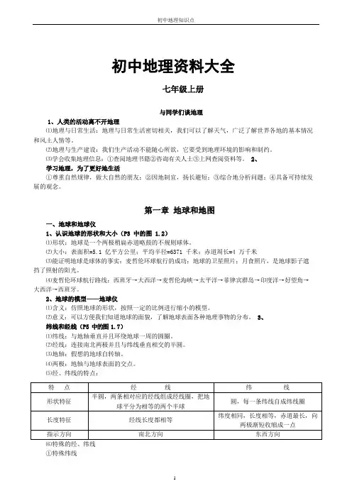 初中地理知识点汇总(人教版)