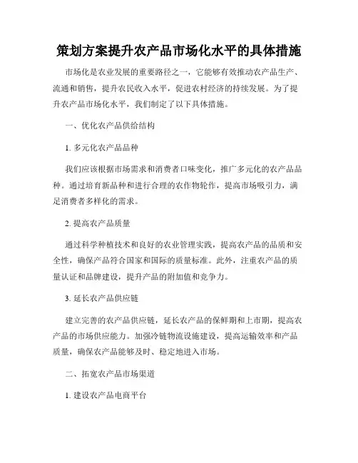 策划方案提升农产品市场化水平的具体措施