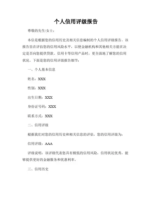 个人信用评级报告