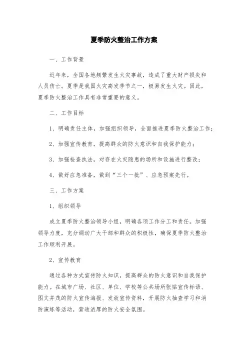 夏季防火整治工作方案