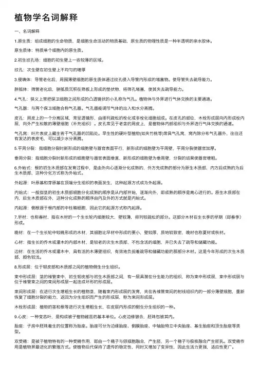 植物学名词解释