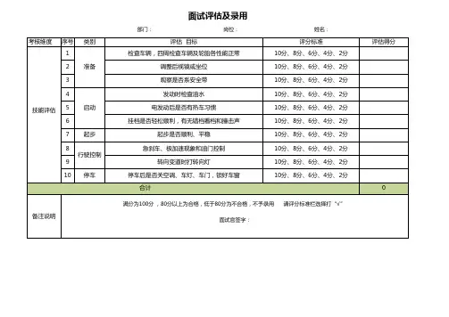 驾驶员面试评价表