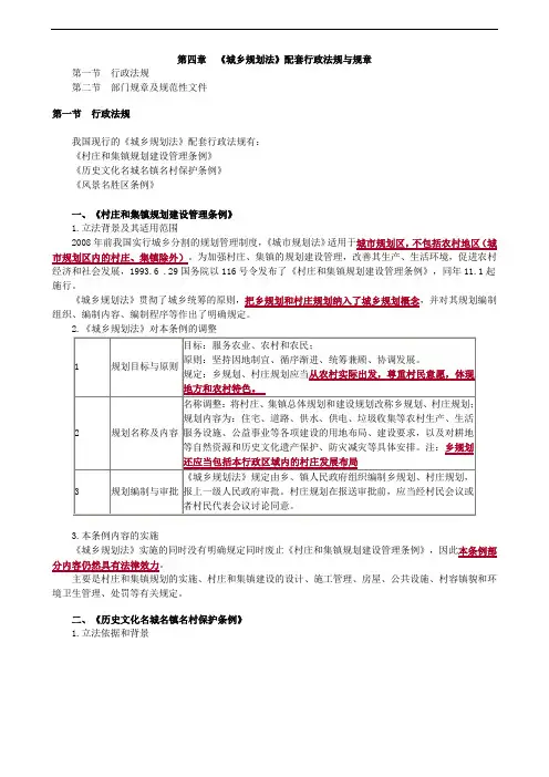 04城乡规划师-第四章 《城乡规划法》配套行政法规与规章