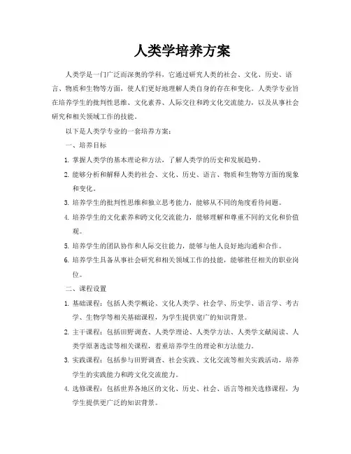 人类学培养方案