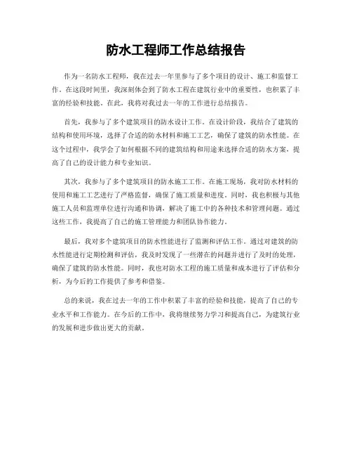 防水工程师工作总结报告