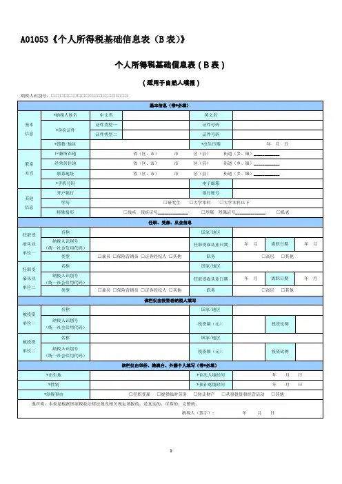 A01053《个人所得税基础信息表(B表)》