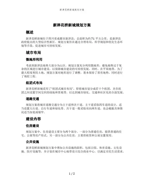 新津花桥新城规划方案