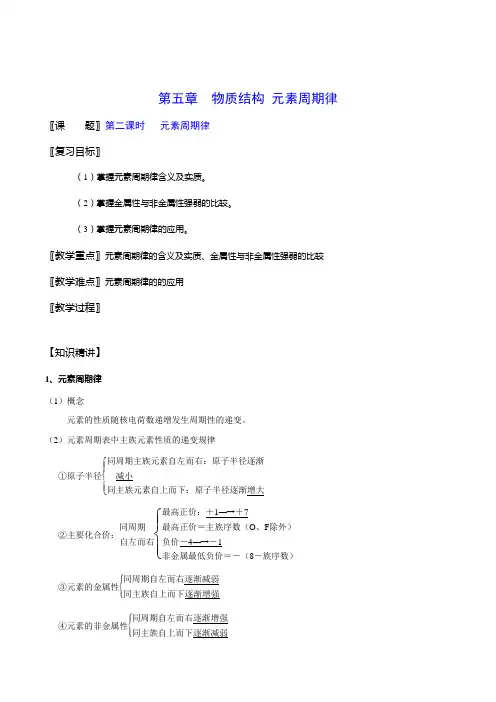 元素周期律(教学设计)2017届高三化学一轮复习