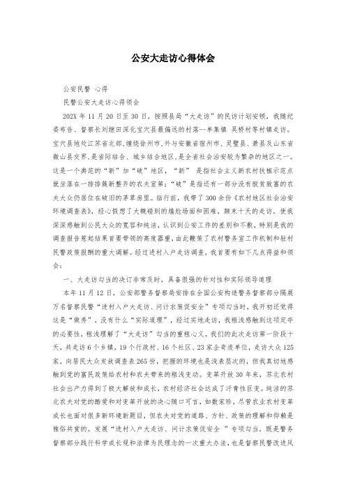 公安大走访心得体会