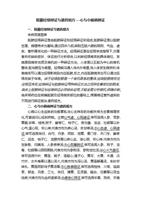 脏腑经络辩证与遣药组方---心与小肠病辨证