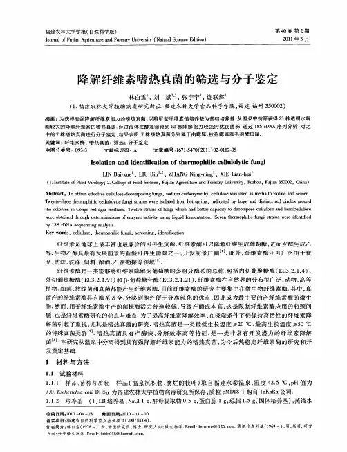 降解纤维素嗜热真菌的筛选与分子鉴定