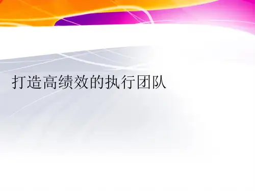 打造高绩效的执行团队.ppt