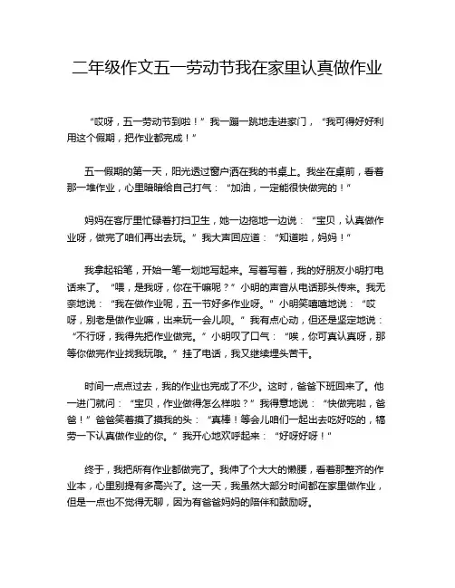 二年级作文五一劳动节我在家里认真做作业