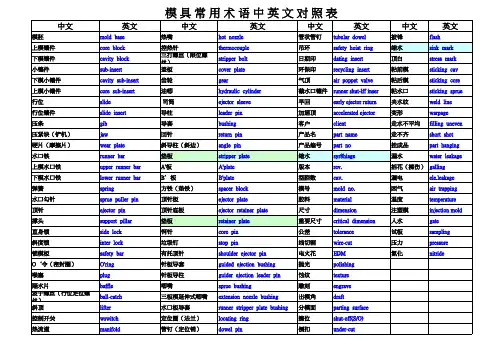 模 具 常 用 术 语 中 英 文 对 照 表