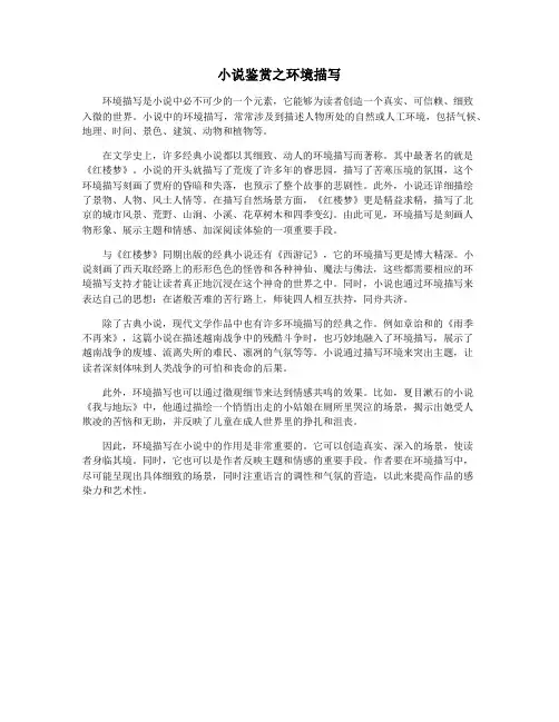 小说鉴赏之环境描写