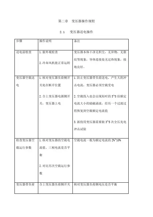 变压器停送电操作流程
