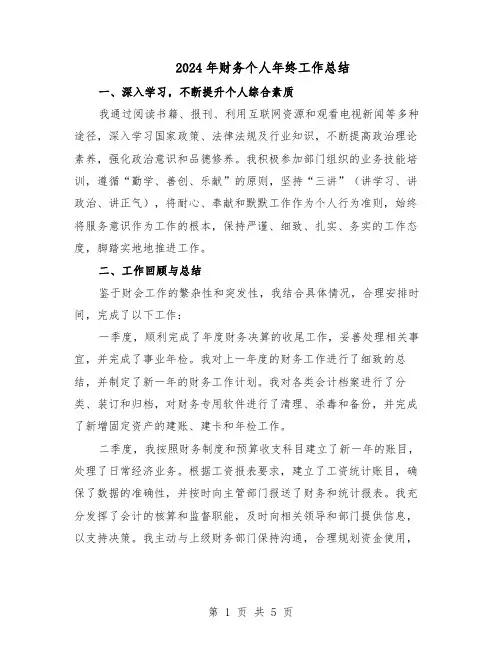 2024年财务个人年终工作总结（3篇）