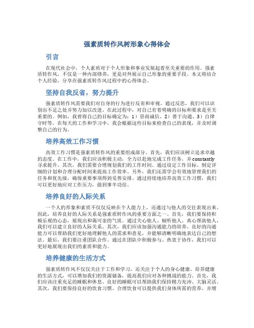 强素质转作风树形象心得体会