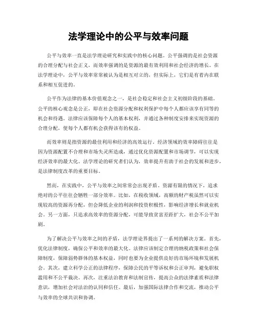 法学理论中的公平与效率问题