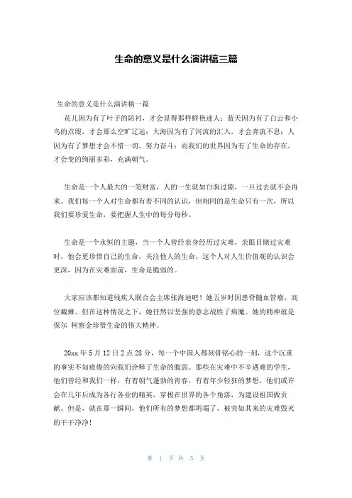 生命的意义是什么演讲稿三篇