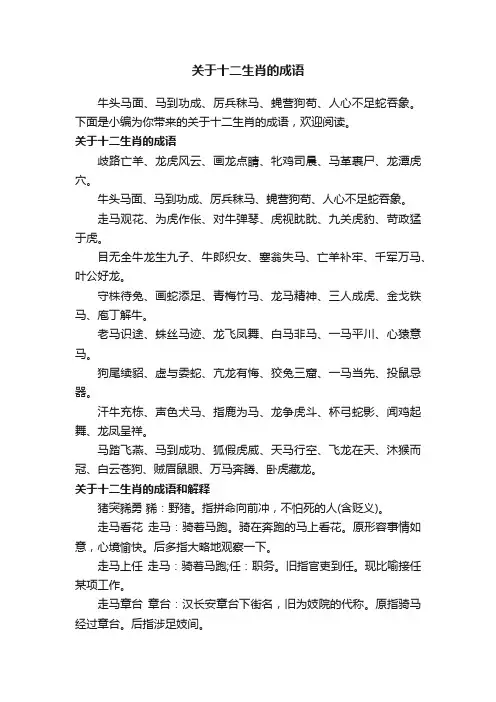 关于十二生肖的成语