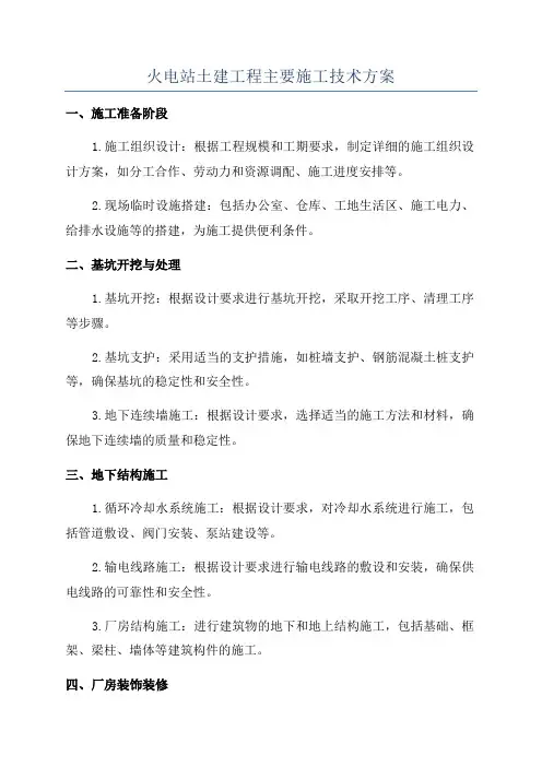 火电站土建工程主要施工技术方案