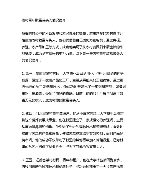 农村青年致富带头人情况简介范文