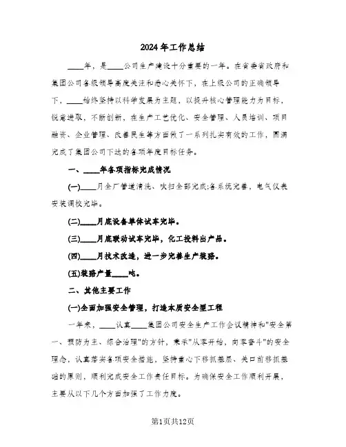 2024年工作总结(5篇)