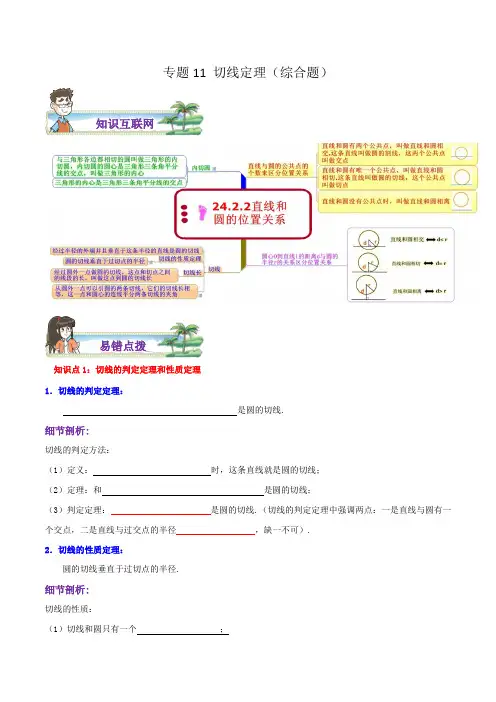 专题11切线定理综合题(原卷版)