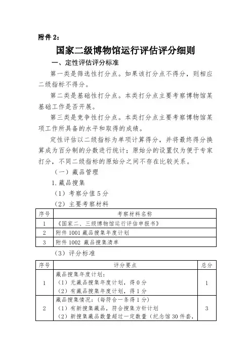国家三级博物馆运行评价评分方法