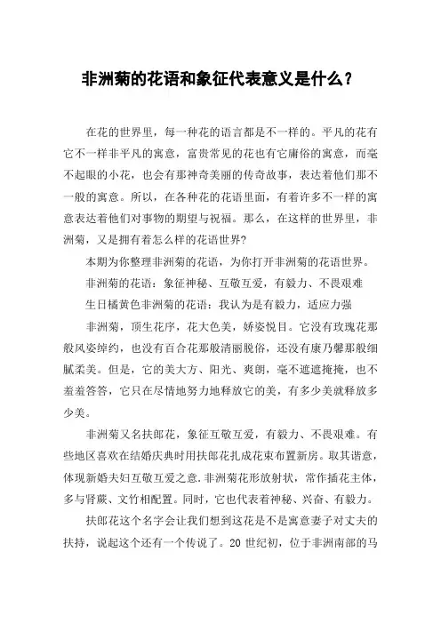 非洲菊的花语和象征代表意义是什么？