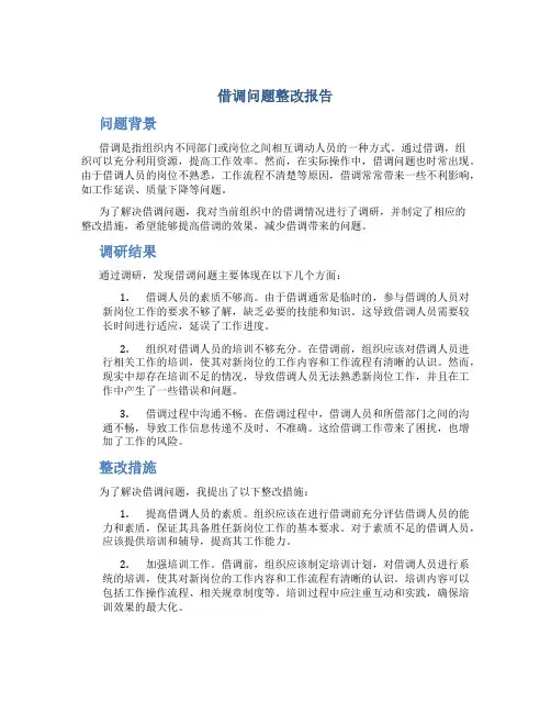 借调问题整改报告