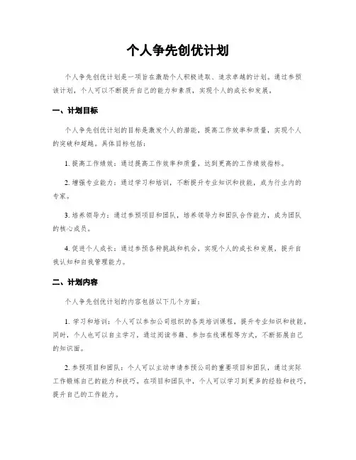 个人争先创优计划