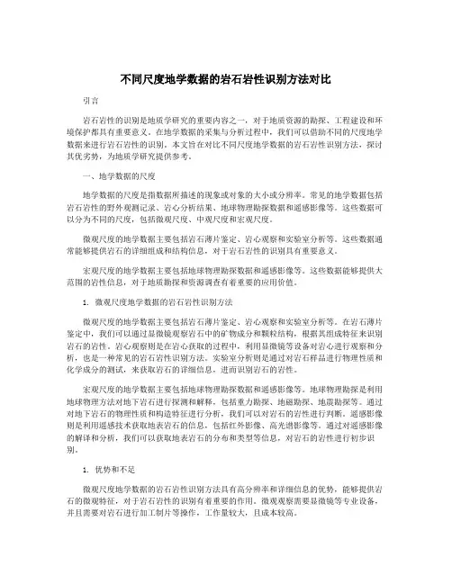 不同尺度地学数据的岩石岩性识别方法对比