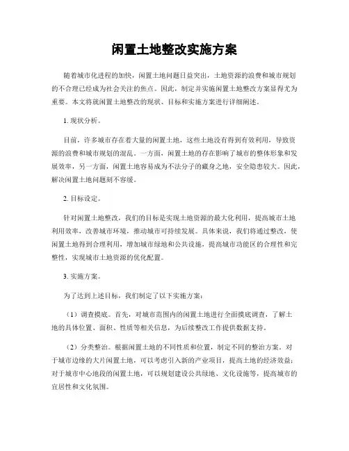 闲置土地整改实施方案