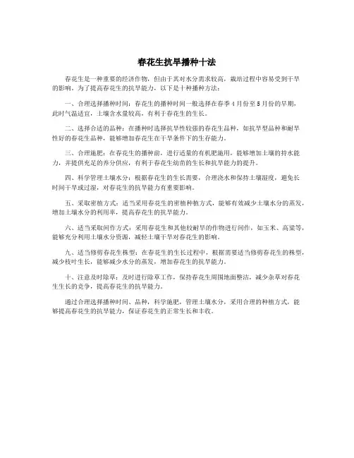 春花生抗旱播种十法