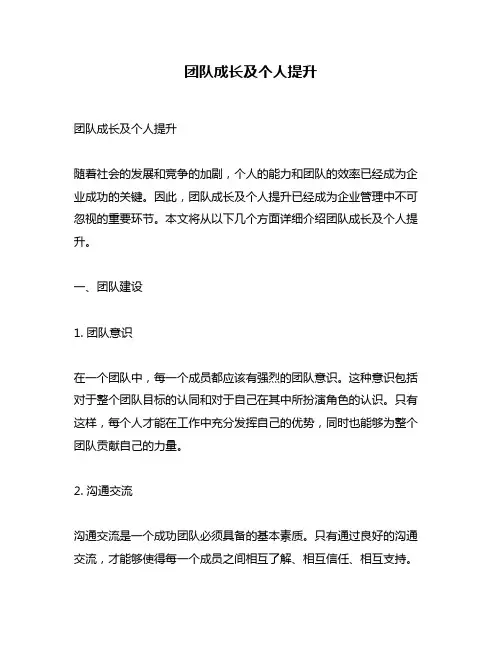 团队成长及个人提升