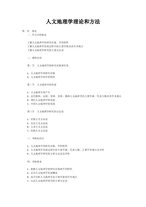 人文地理学理论和方法