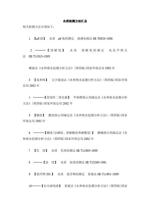 水质检测方法汇总