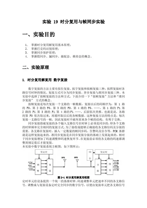 时分复用与帧同步实验
