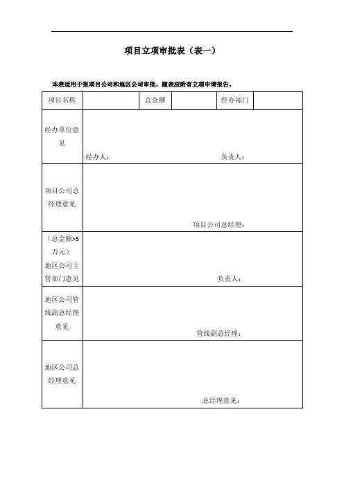 项目立项审批表