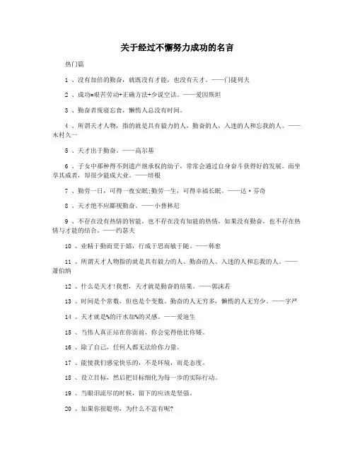 关于经过不懈努力成功的名言
