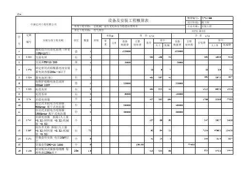 电气部分_概算表