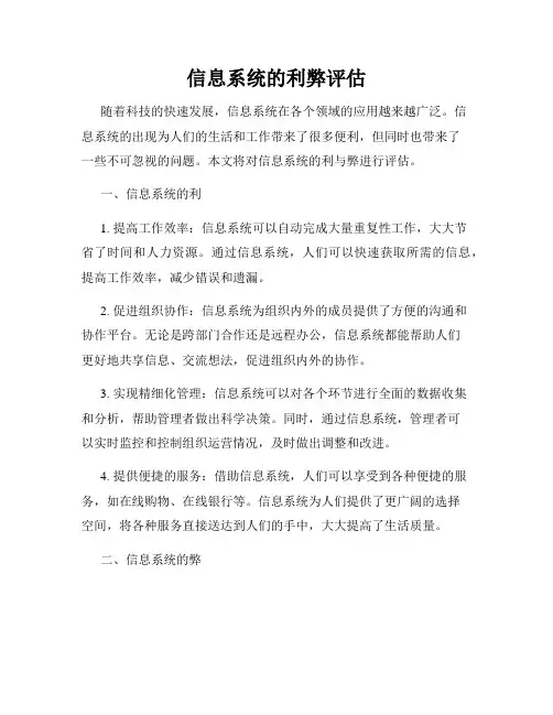 信息系统的利弊评估