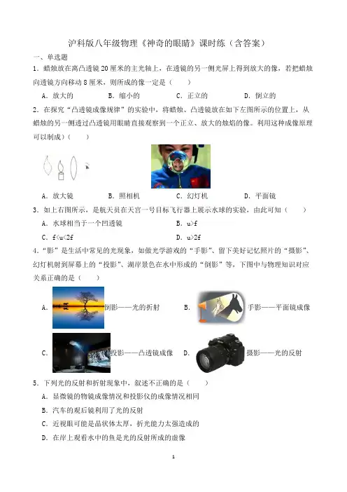 沪科版八年级物理《神奇的眼睛》课时练(含答案)