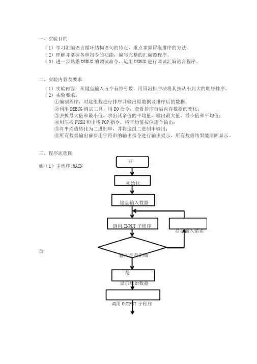 微机原理实验报告-冒泡排序