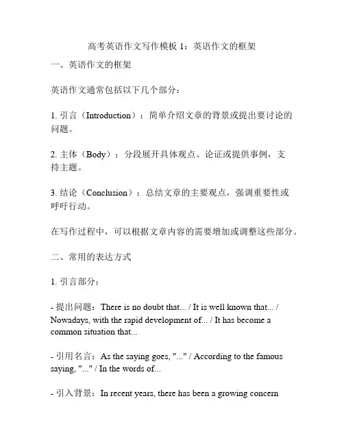 高考英语作文写作模板1：英语作文的框架