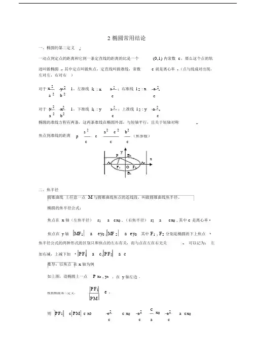 (完整版)椭圆常结论及其结论(完全版).doc