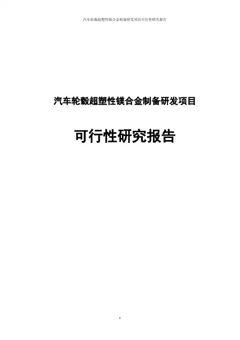 汽车轮毂超塑性镁合金制备研发项目可行性研究报告