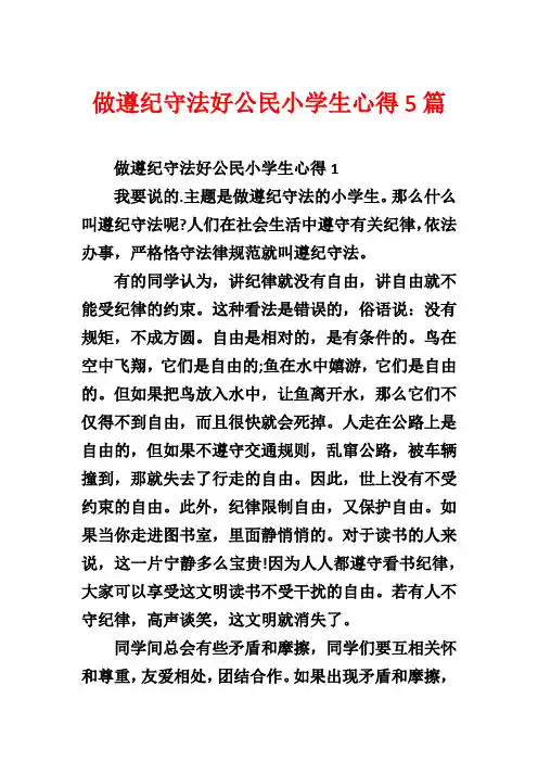 做遵纪守法好公民小学生心得5篇